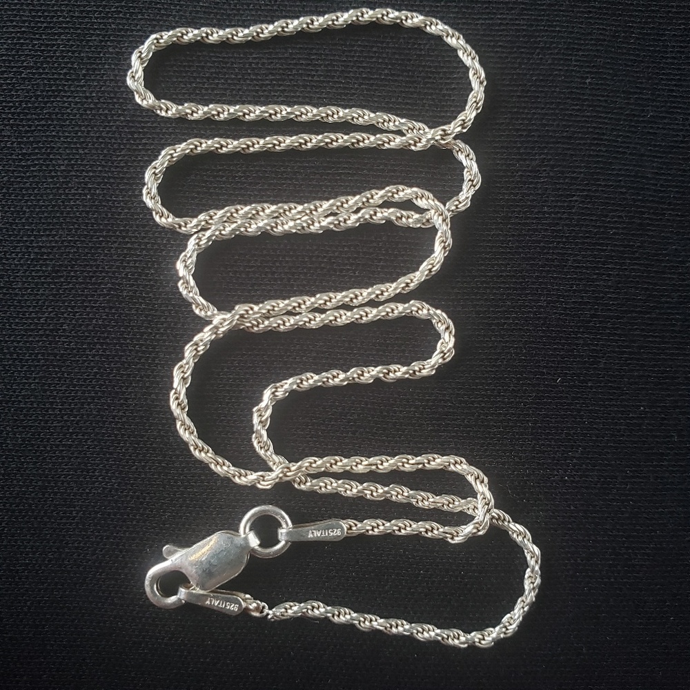 14"Rope Chain Necklace|Sterling Silver|Diamond Cut